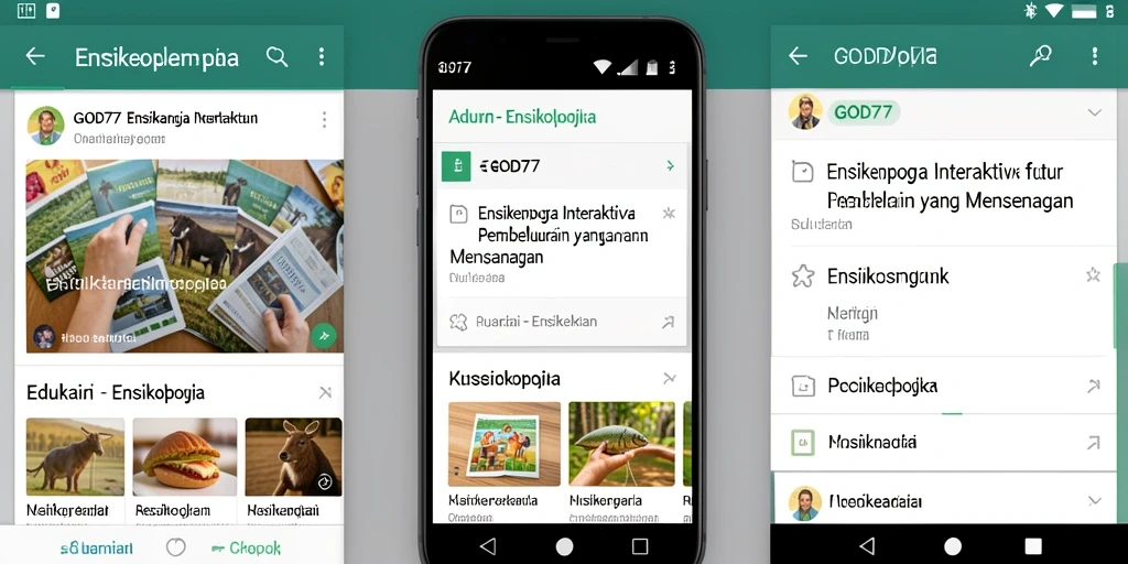 Antarmuka menarik dan informatif dari aplikasi Ensiklopedia GOD77.