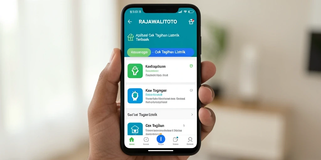 Screenshot utama RAJAWALITOTO yang menunjukkan fitur Cek Tagihan Listrik.