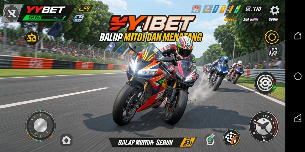 Antarmuka YYBET menampilkan motor balap yang siap berlaga.